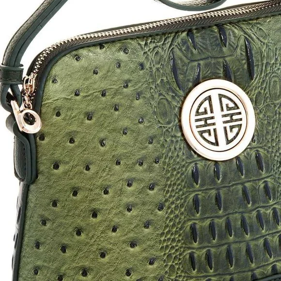 Ostrich Embossed Emblem Dome-Shaped Cross Body| Women Handbags|Small Purses - Picture 2 of 6